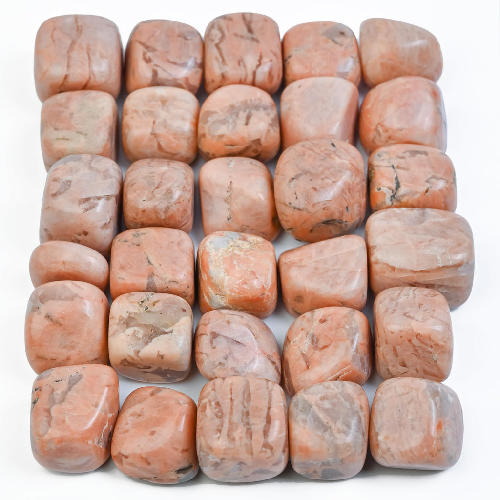 Crocon 1LB Peach Moonstone Tumbled Stones and Crystals bulk 2000+ Carats Natural Crystal Kit for Reiki Healing Crystal Polished,