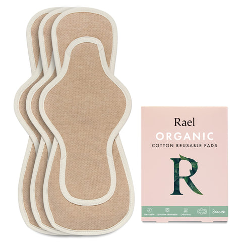 Rael Reusable Pads Menstrual, Organic Cotton Cover Pads - Postpartum Essential, Regular Absorbency, Thin Cloth Pads, Leak Free, 