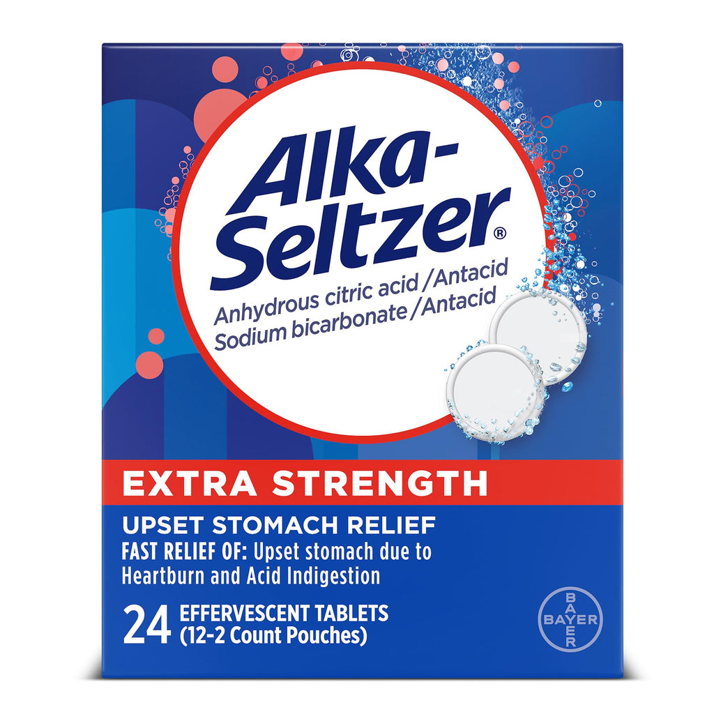 Alka-Seltzer Heartburn Relief Extra Strength Effervescent Tablets, 4-in-1 Relief from Heartburn, Sour Stomach, Acid Indigestion,