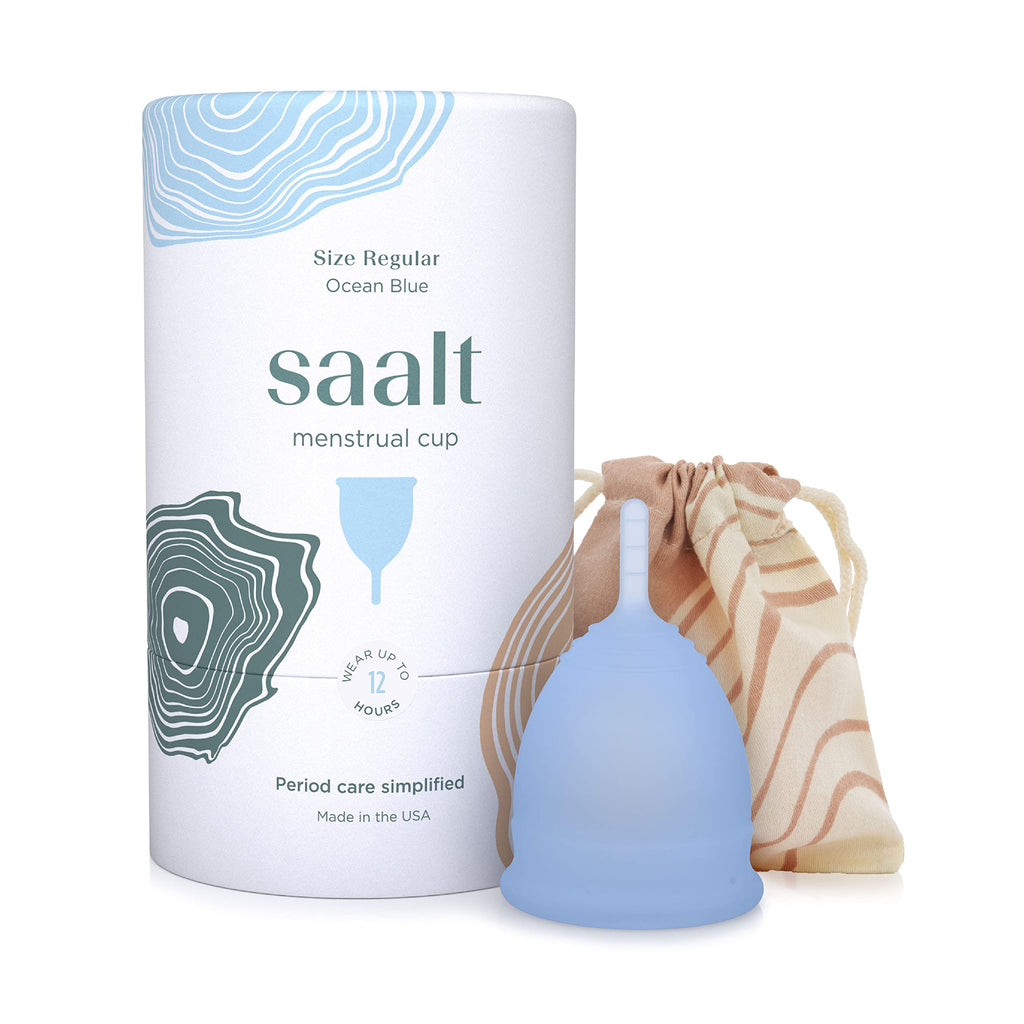 Saalt Menstrual Cup - Reusable Period Cup - Made for Comfortable, Leak-Free Protection Up to 12 Hours - BPA & Latex Free - Inclu