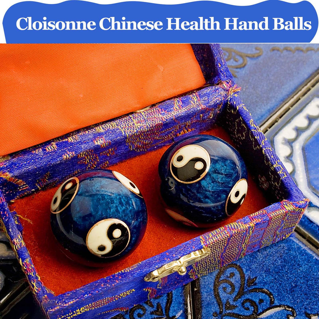 Generic 1.85 Cloisonne Health Hand Balls Yin-Yang Chinese Meditation Baoding Feng Shui Healthy Exercise Stress Balls with Gift