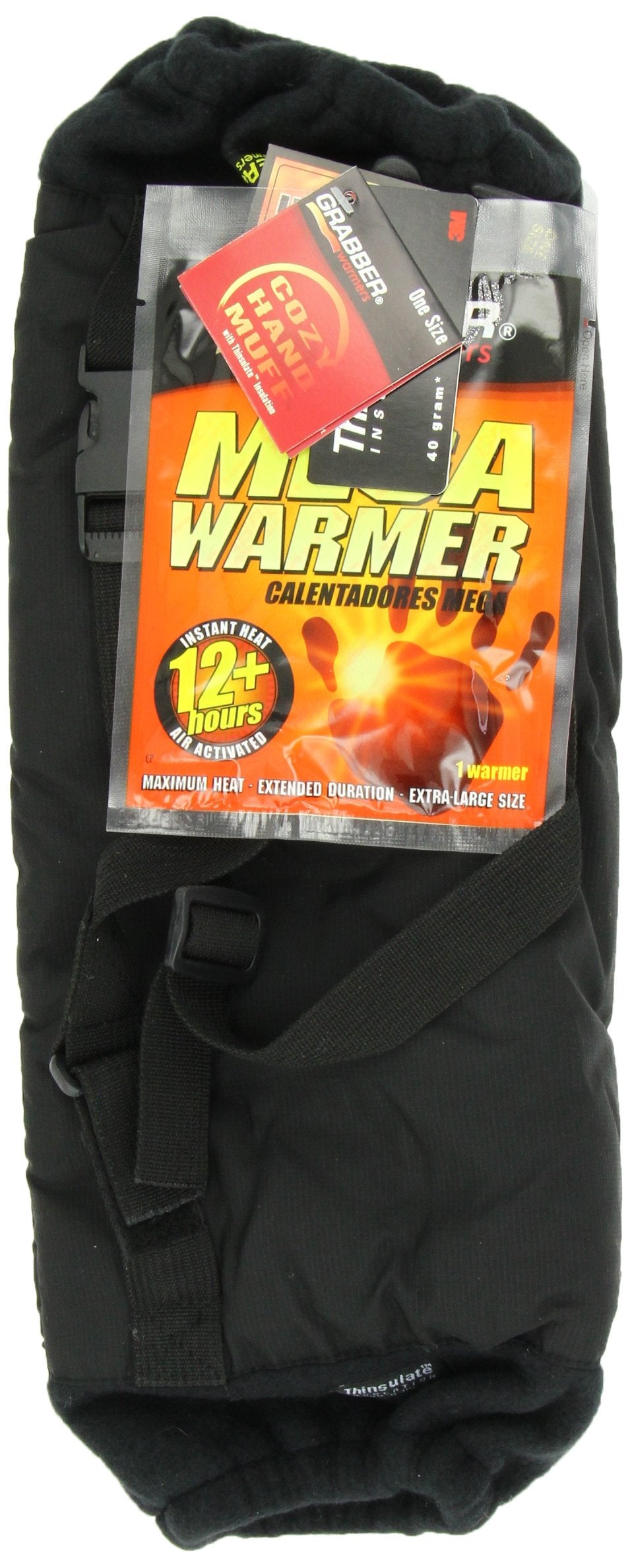 Grabber Warmers Cozy Thinsulate Muff with Inner Warmer Pocket (Black): Free Grabber Mega Warmer