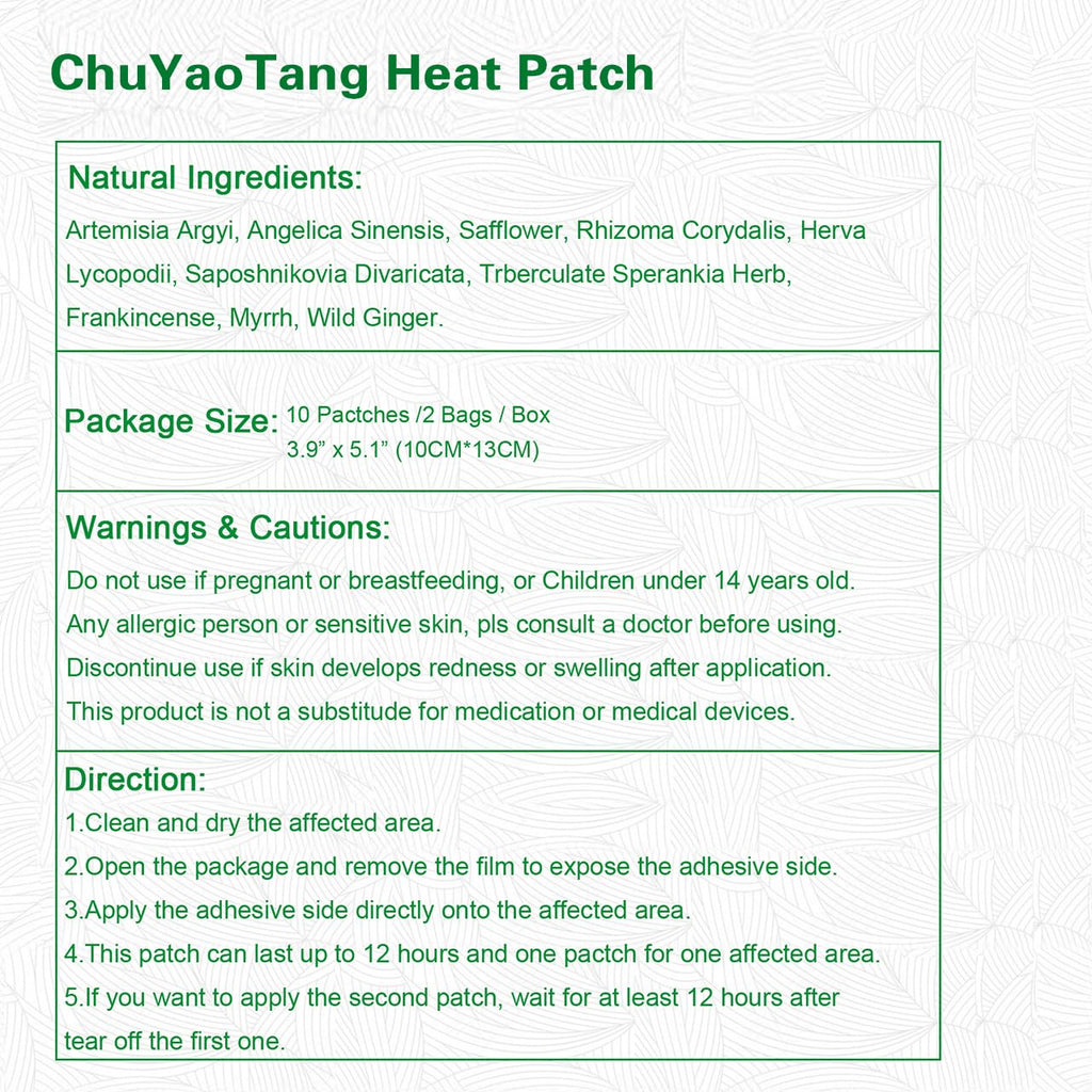 CHUYAOTANG Neck Patches, Heat Patches for Neck, Knee, Back, Shoulder, Ankle, Natural Herbs Patches, Long Lasting and Fast Acting