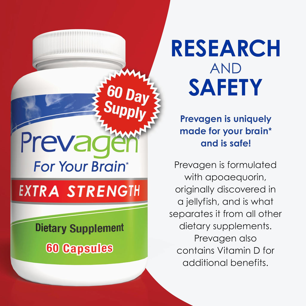 Prevagen Extra Strength , 60 Capsules For Your Brain, 2 Month Supply, 20mg Apoaequorin, 50mcg Vitamin D3