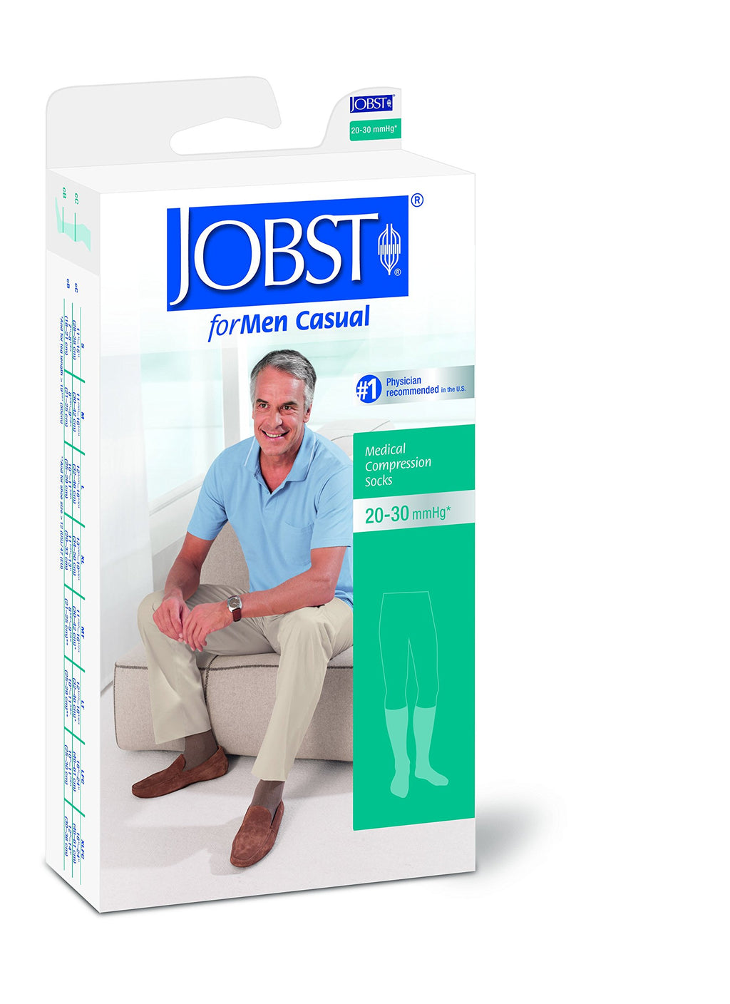 JOBST - 113130 forMen Casual 20-30 mmHg Knee High Compression Socks, Khaki, Medium Tall