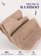 Hugh Ugoli Diabetic Socks for Men, Loose Ankle Socks Bamboo, Extra-Wide, Thin, Seamless Toe and Non-Binding Top, 4 Pairs, Beige,