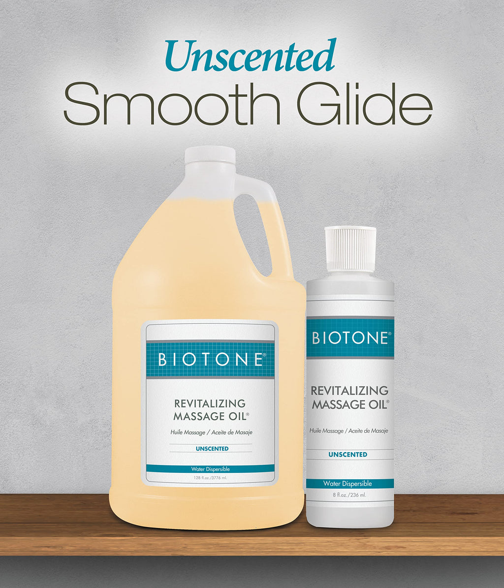 Biotone Revitalizing Unscented Massage Oil, 8 Ounce