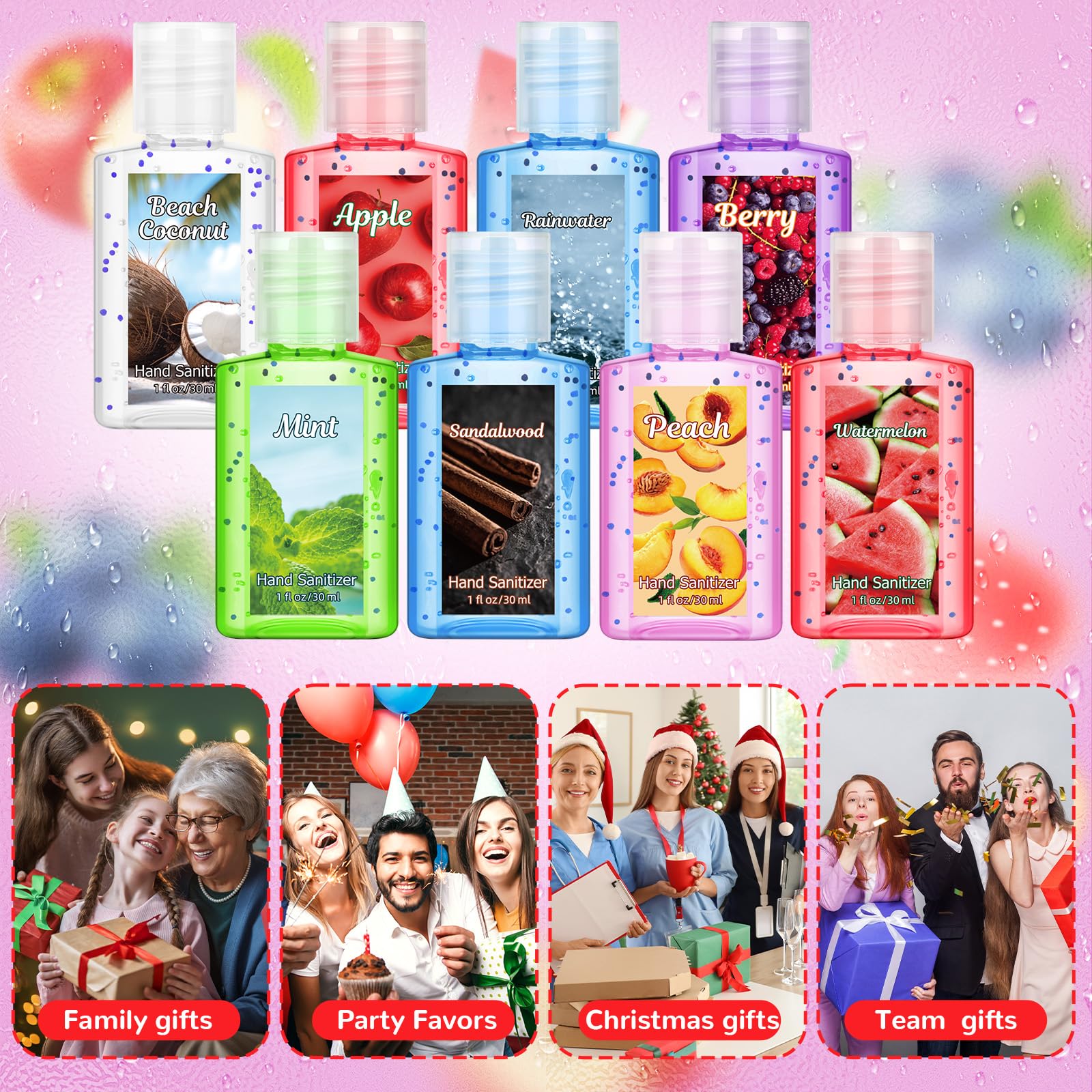 Frienda 24 Pcs Mini Hand Sanitizers Bulk Travel Size Scented Hand Sanitizers 1 Fl oz Lavender Vanilla Assorted Floral Scents for