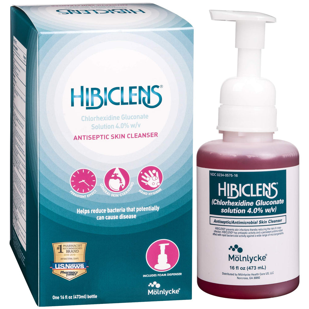 Hibiclens - Antimicrobial, Antiseptic Soap and Skin Cleanser - Foaming Pump Included - 16 oz - for Home and Hospital - 4% CHG