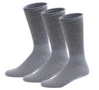 3 Pairs of Cotton Diabetic Neuropathy Crew Socks (10-13, Fits Mens shoe size 9-12, Gray)