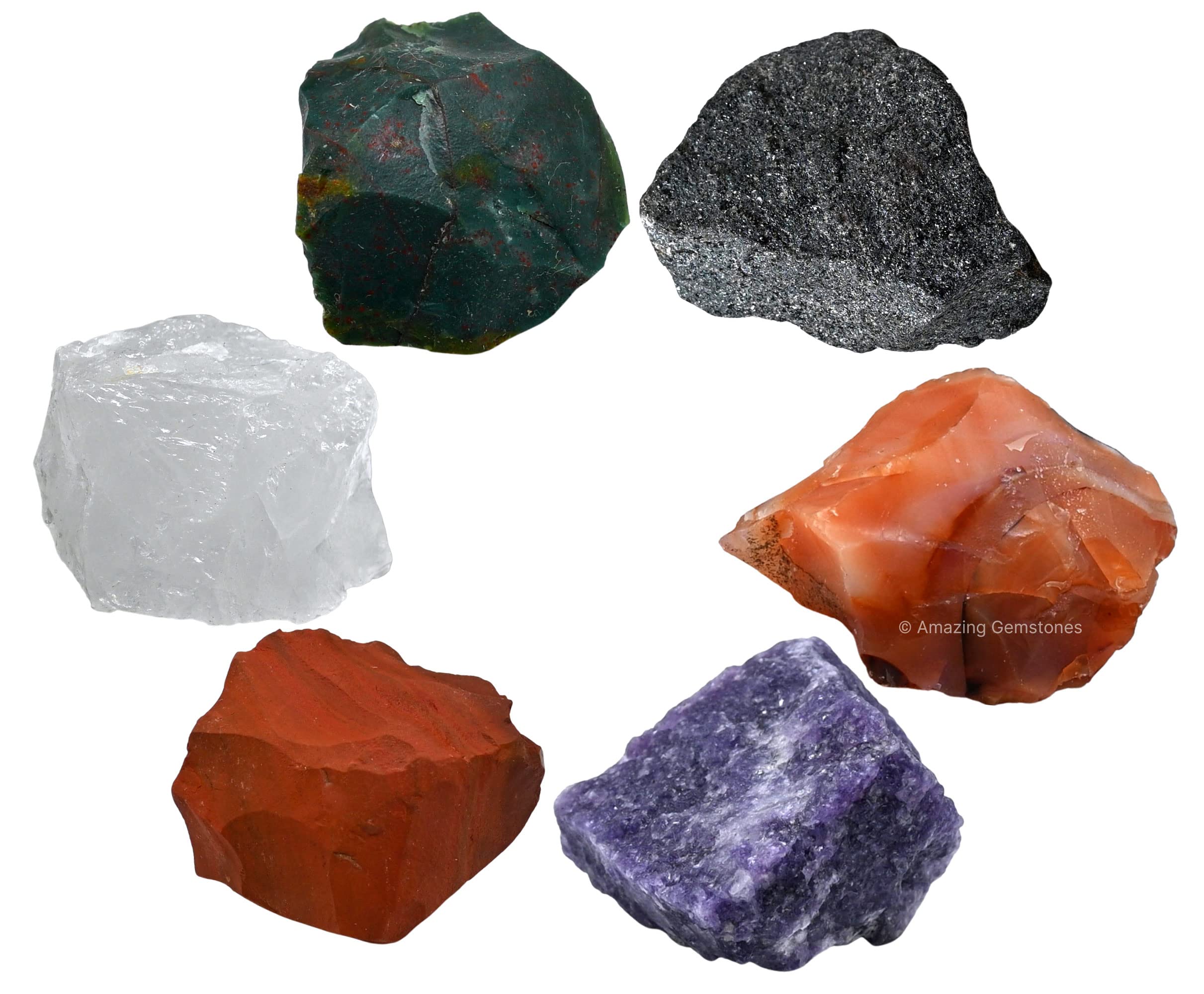 Crystals for Menopause, Set of 6 Blood Stone, Lepidolite, Carnelian, Hematite, Red Jasper and Clear Quartz Healing Crystals and 