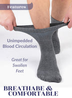 Hugh Ugoli Diabetic Socks for Men, Loose Ankle Socks Bamboo, Extra-Wide, Thin, Seamless Toe and Non-Binding Top, 4 Pairs, Melang