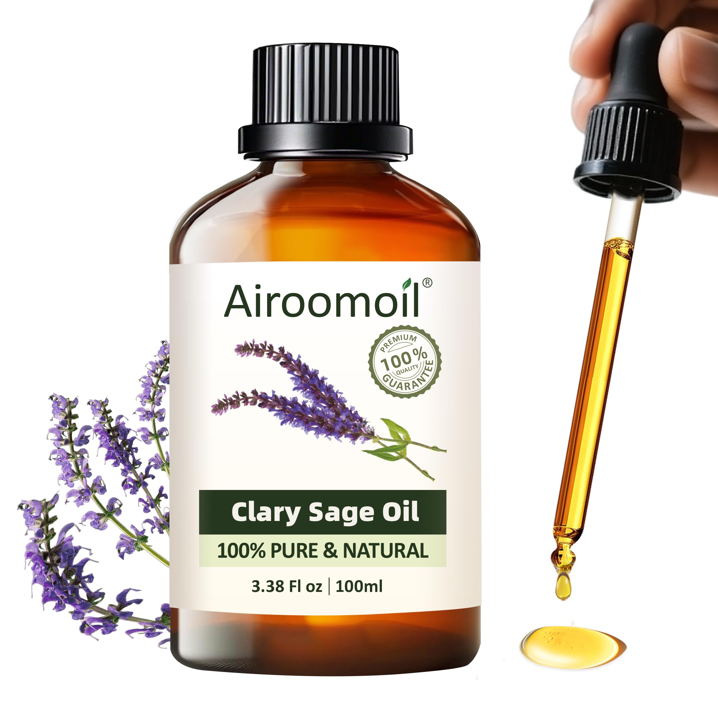 Clary Sage Essential Oil Pure Aromatherapy for Natural Scent Oils for Diffusers,Hair, DIY & Massage 4 Fl Oz