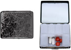 Set of 2 Metal-Plated Weekly (7-Day) Pill Box Case & Portable Medicine Organizer (Gunmetal Victorian)