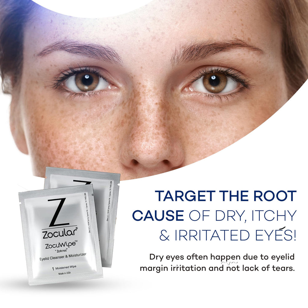 Zocular - Zocuwipe Eyelid Wipes with Natural Okra Complex - Eyelid Cleanser and Moisturizer Pads - Eyelid Cleansing Wipes - Blep