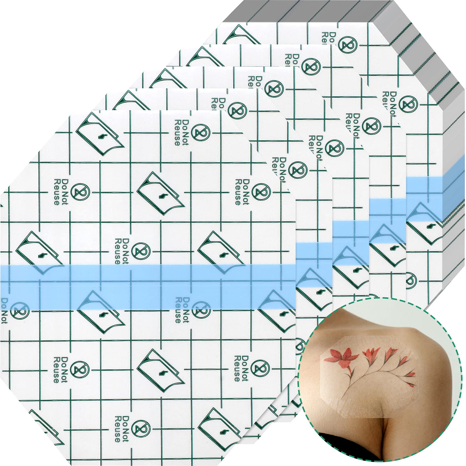 50 Pieces Transparent Stretch Adhesive Bandage Waterproof Transparent Film Dressing Bandages 4 x 4.75 Inches Clear Adhesive Dres