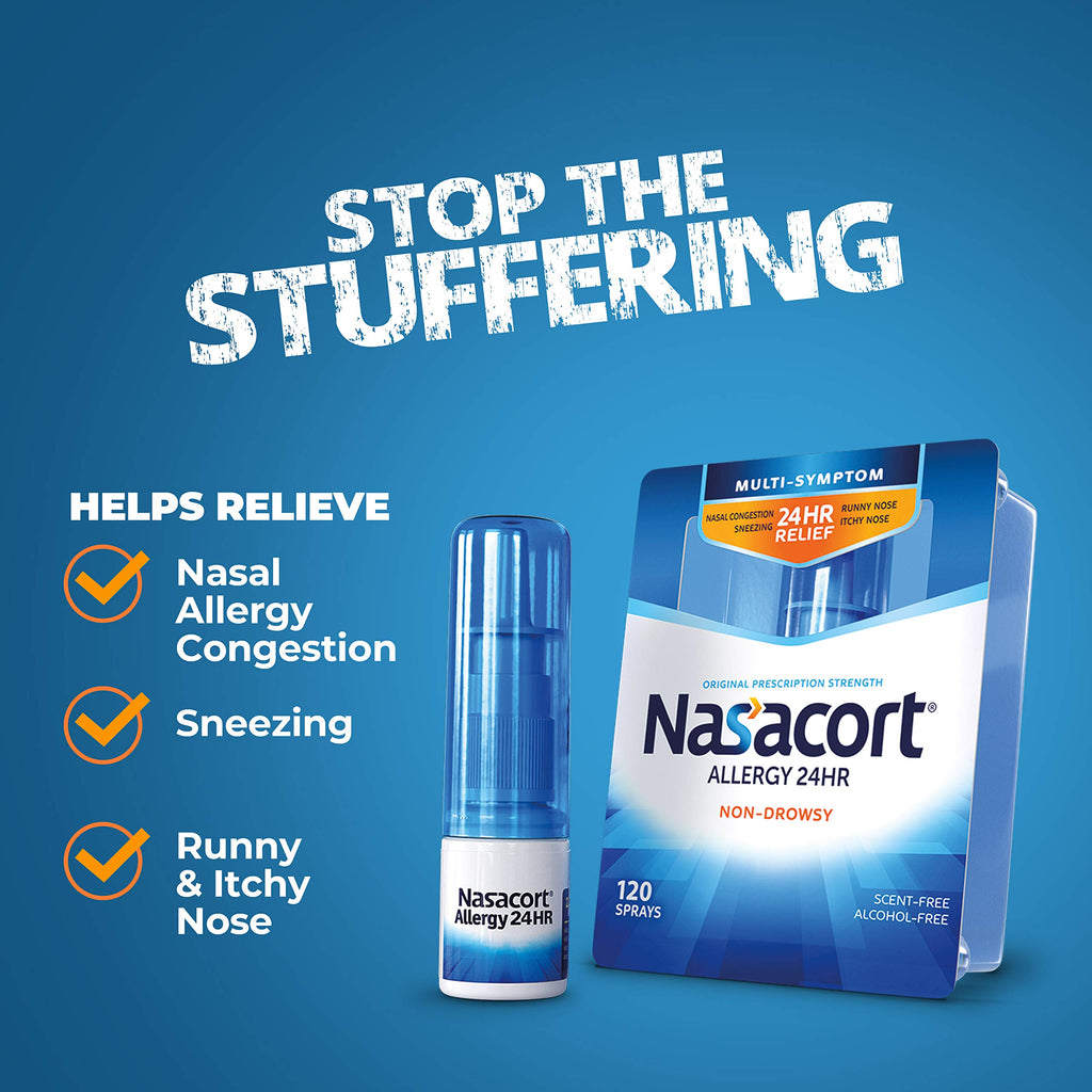 Nasacort Allergy 24HR Nasal Spray for Adults, Non-Drowsy & Alcohol-Free, 120 Sprays, 0.57 fl. oz.