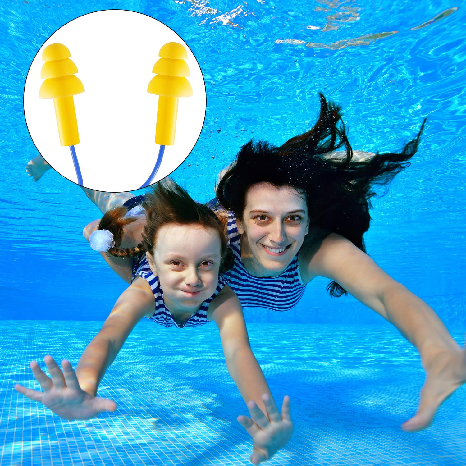 Frienda 50 Pairs Corded Ear Plugs Silicone Waterproof Ear Plugs for Sleeping Snoring Swimming Shooting Noise Cancelling and Hear