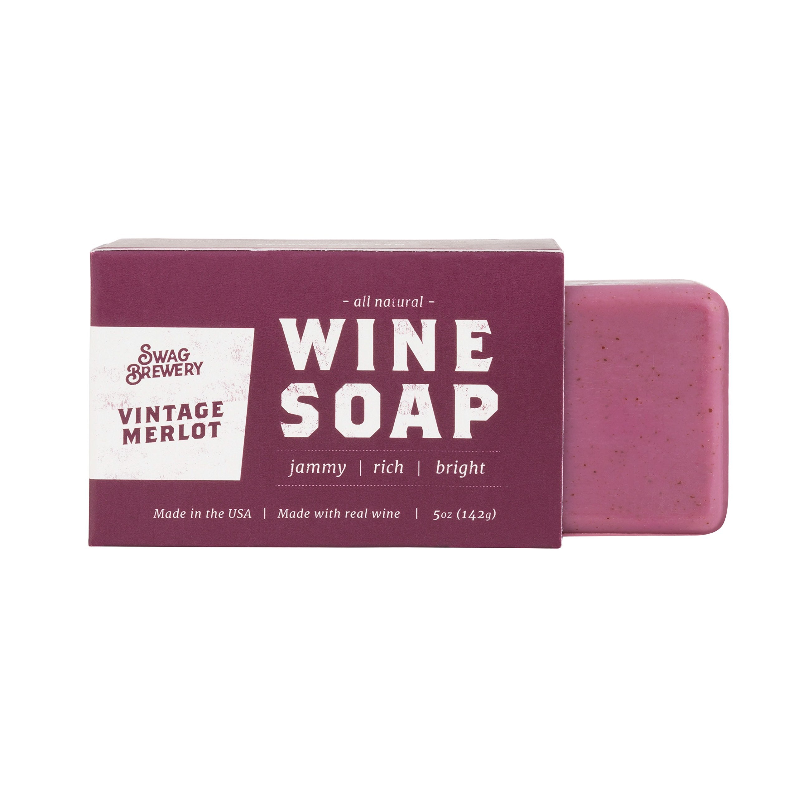 Swag Brewery Vintage Merlot WINE SOAP | Great Gift for Women, Birthdays, Wives, Men, and All Wine Lovers | All Natural + Made in