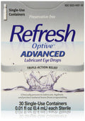Refresh Optive Advanced Lubricant Eye Drops, 0.01 Fl. Oz Each, 30 Count