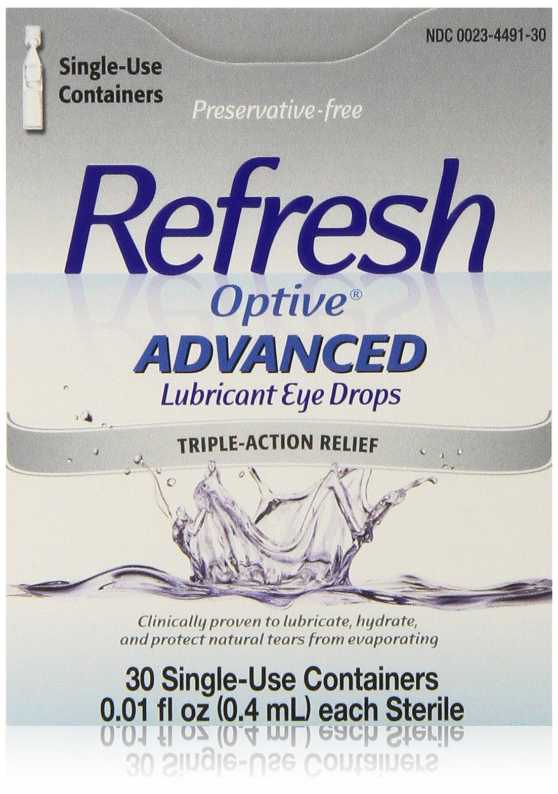 Refresh Optive Advanced Lubricant Eye Drops, 0.01 Fl. Oz Each, 30 Count