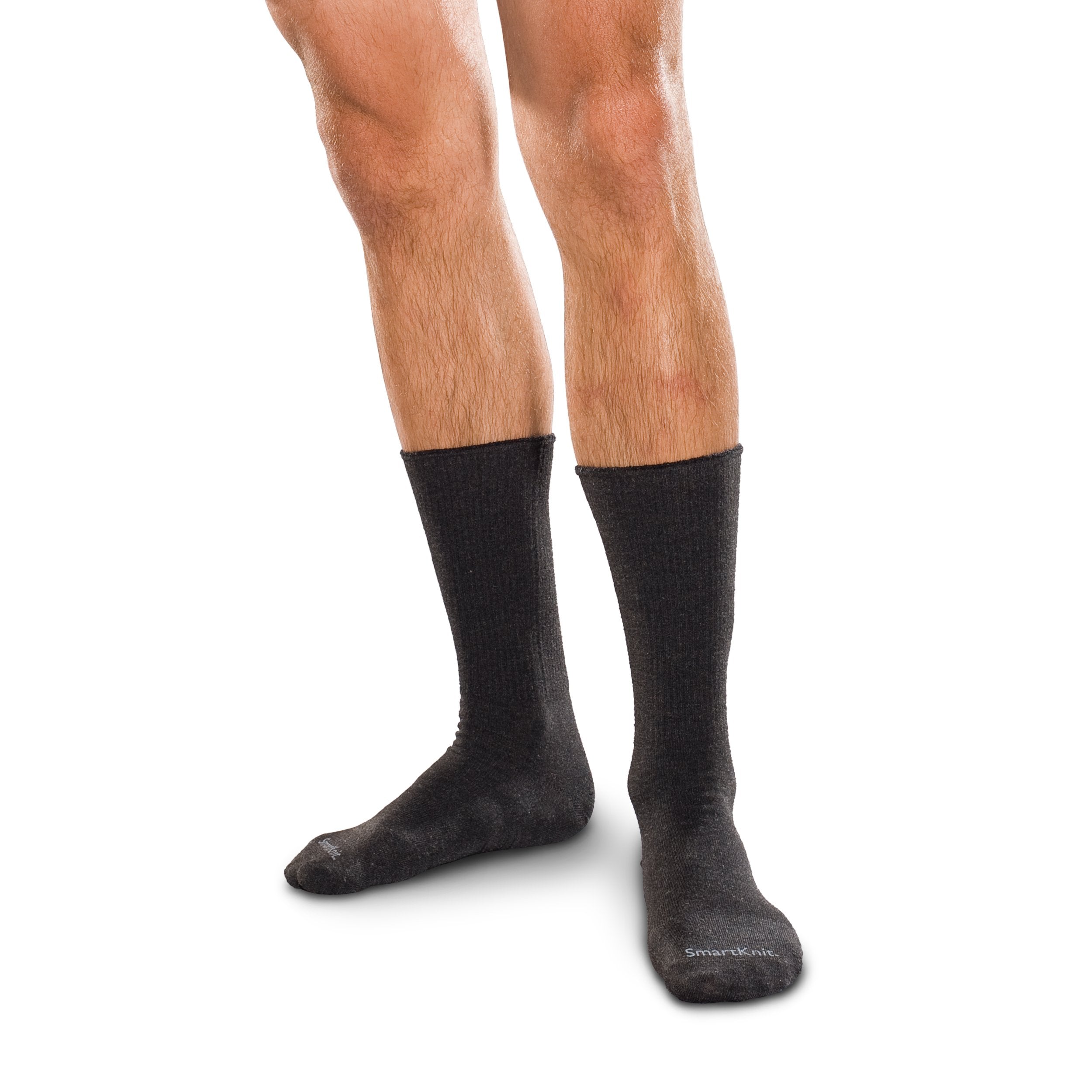 SMARTKNIT Seamless Diabetic Crew Socks with X-Static Silver Fibers, 1 Pair (2 Count), Size: Medium Black, 71732