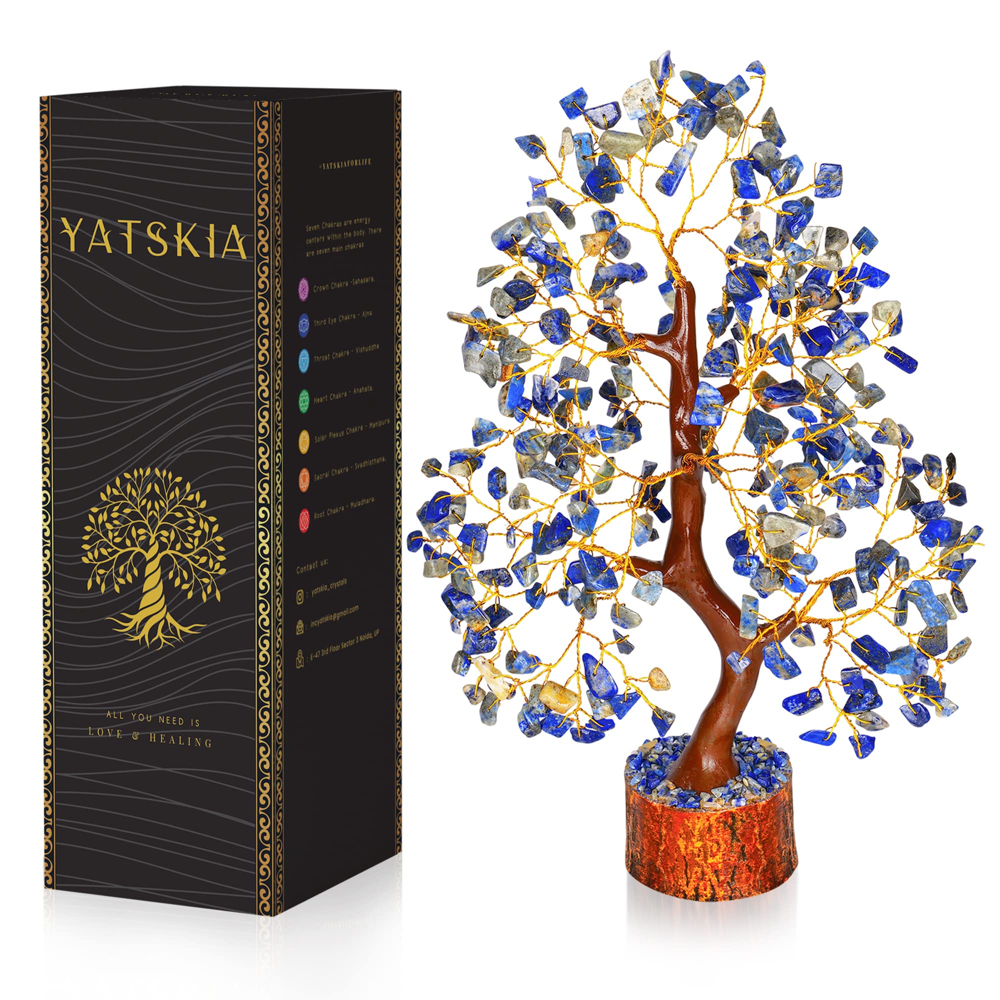 Lapis Lazuli - Chakra Tree, Lapis Lazuli Tree, Lapis Gem, Artificial Trees, Tree of Life, Stone Tree, Gem Stone Decor, Crystal T
