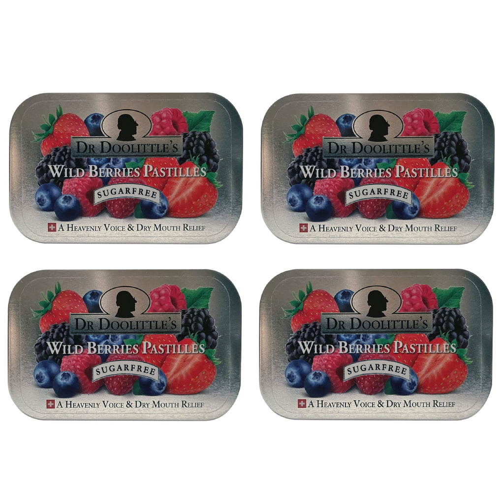 DOOLITTLE Sugar Free Soft Fruit Pastilles for Voice and Throat, Wild Berries Flavor, 2.12 Ounce Tin, Approximately 25 Count Pack