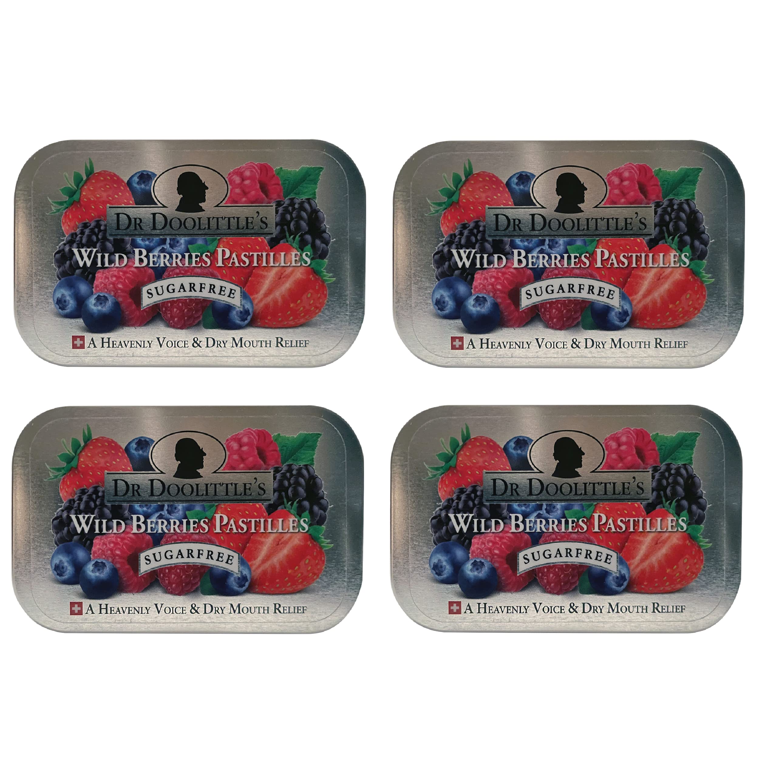 DOOLITTLE Sugar Free Soft Fruit Pastilles for Voice and Throat, Wild Berries Flavor, 2.12 Ounce Tin, Approximately 25 Count Pack