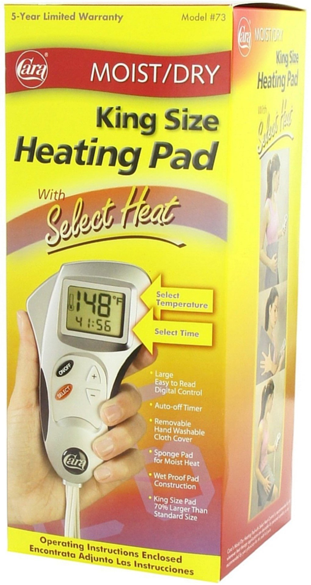 Cara Heating Pad Moist/Dry King Size With Select Heat 1 Each (Pack of 4)