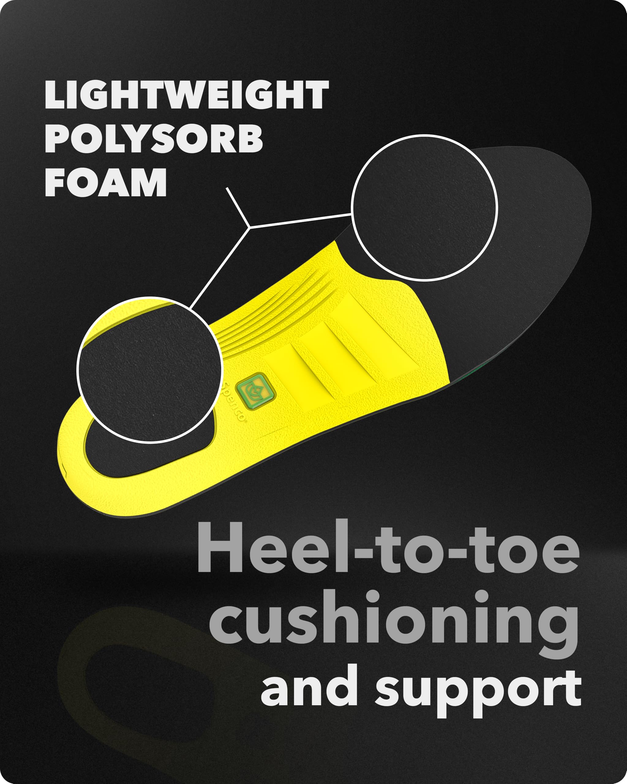 Spenco PolySorb Heavy Duty Insoles - Performance Foam Shoe Inserts w/ 4-Way Stretch Fabric & SpenCore Layer for Shock Absorption