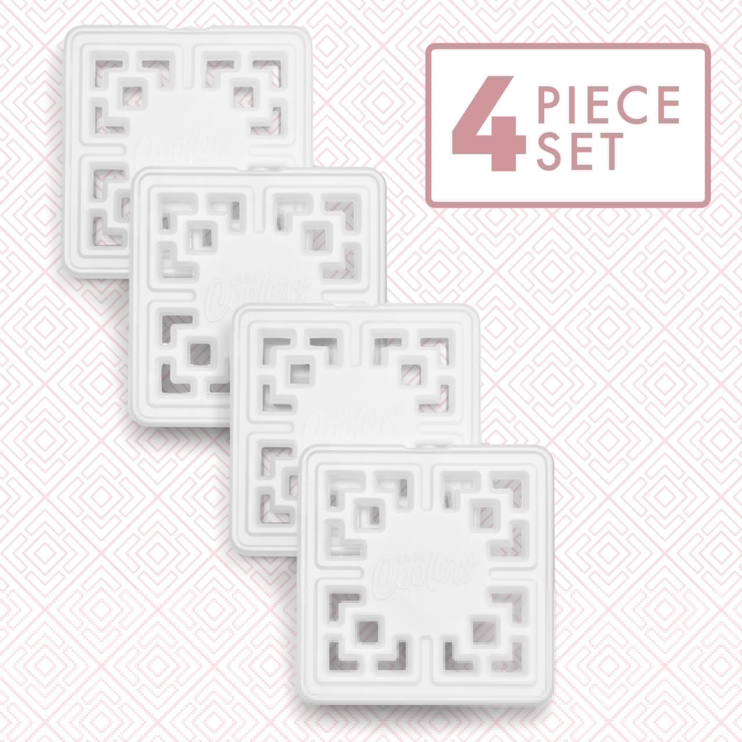 Cool Coolers Fashion Ice by Fit & Fresh, 4 Pack Large Slim Ice Packs, Unique Ice Pack Design for Womens Lunch Bag, Space Saving