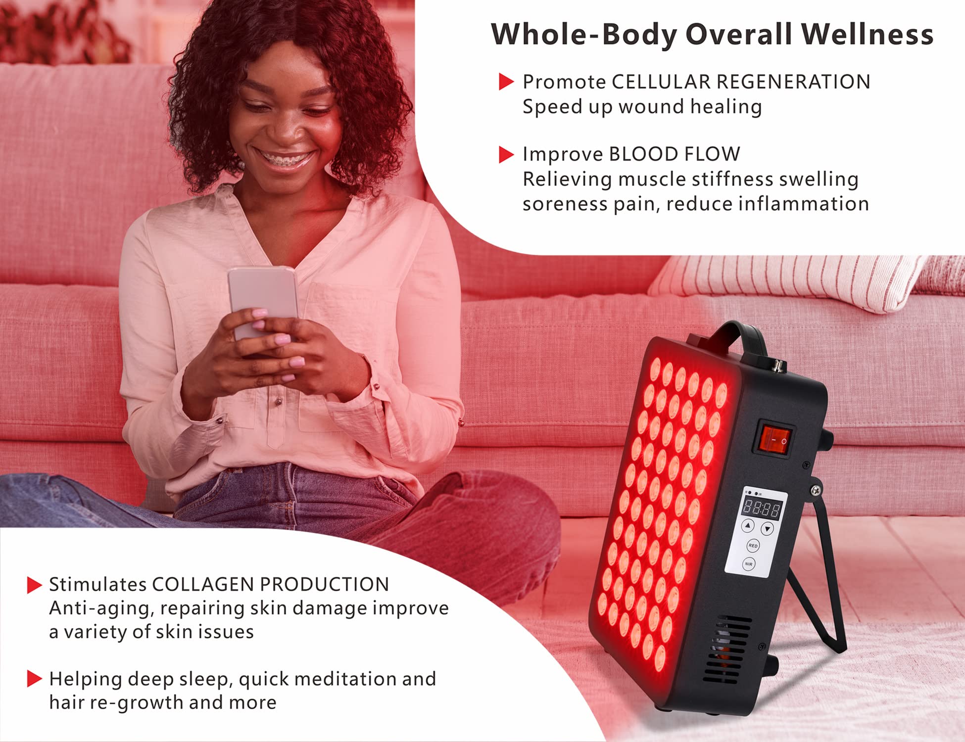 supersred Red Light Therapy Panel, Infrared Red Light Therapy Lamp for Body with Stand, Medical Grade 660nm and 850nm Near Infra