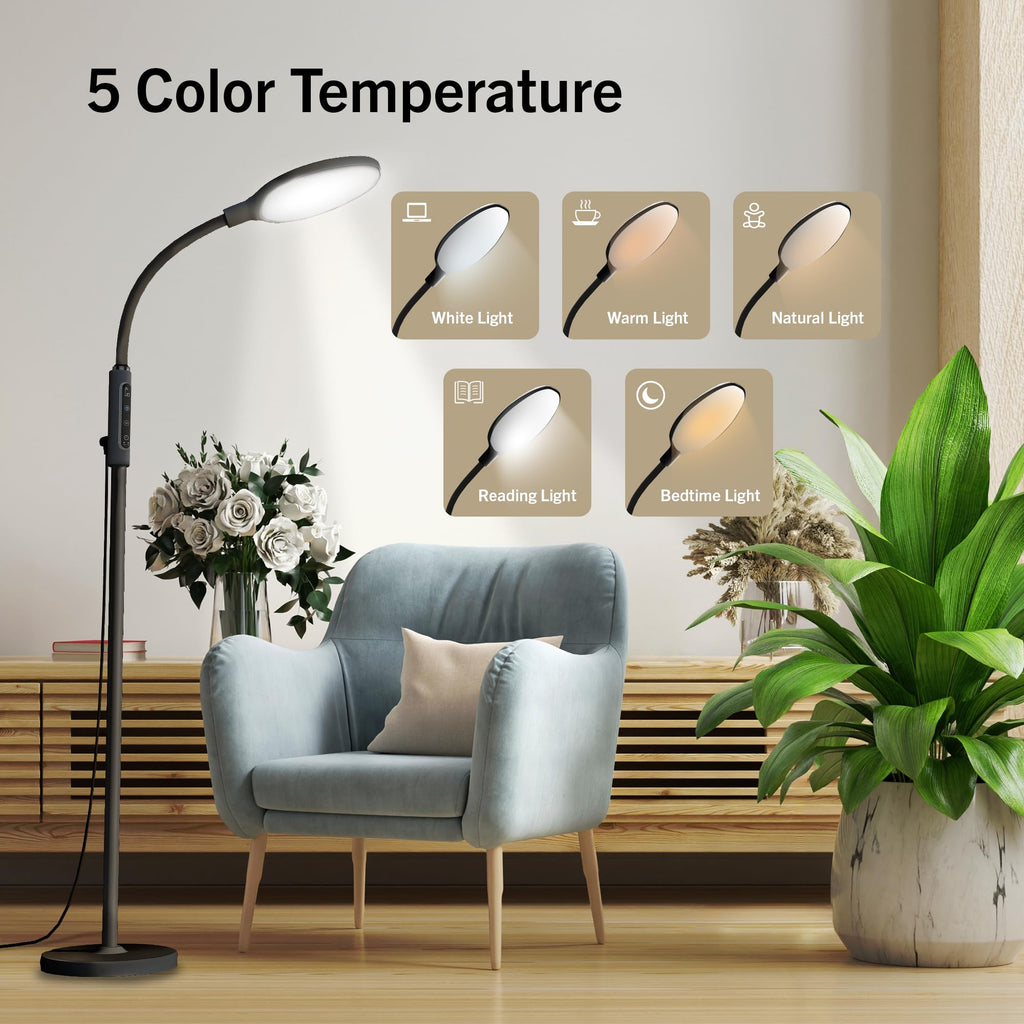 PRIMETEK Happy Lamp10000 Lux Mood Lamp, Dual Control Remote,Touch Screen Sad Lamp, Adjustable LED Floor Lamp, UV-Free Sun Light,