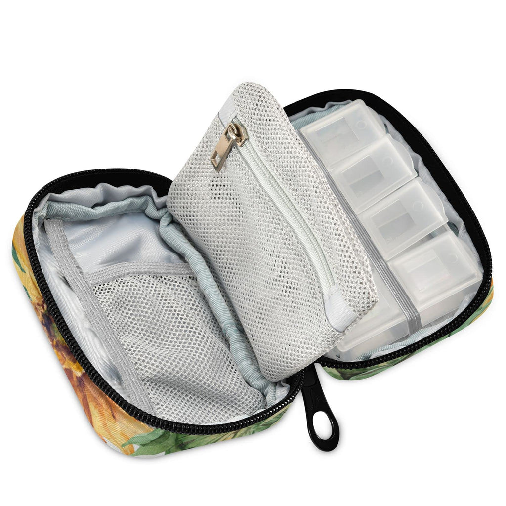 Custom Pill Box 7 Day Pill Case Bag Sunflower Personalized Name Travel Pill Organizer Bag with Zipper Portable Weekly Case Compa