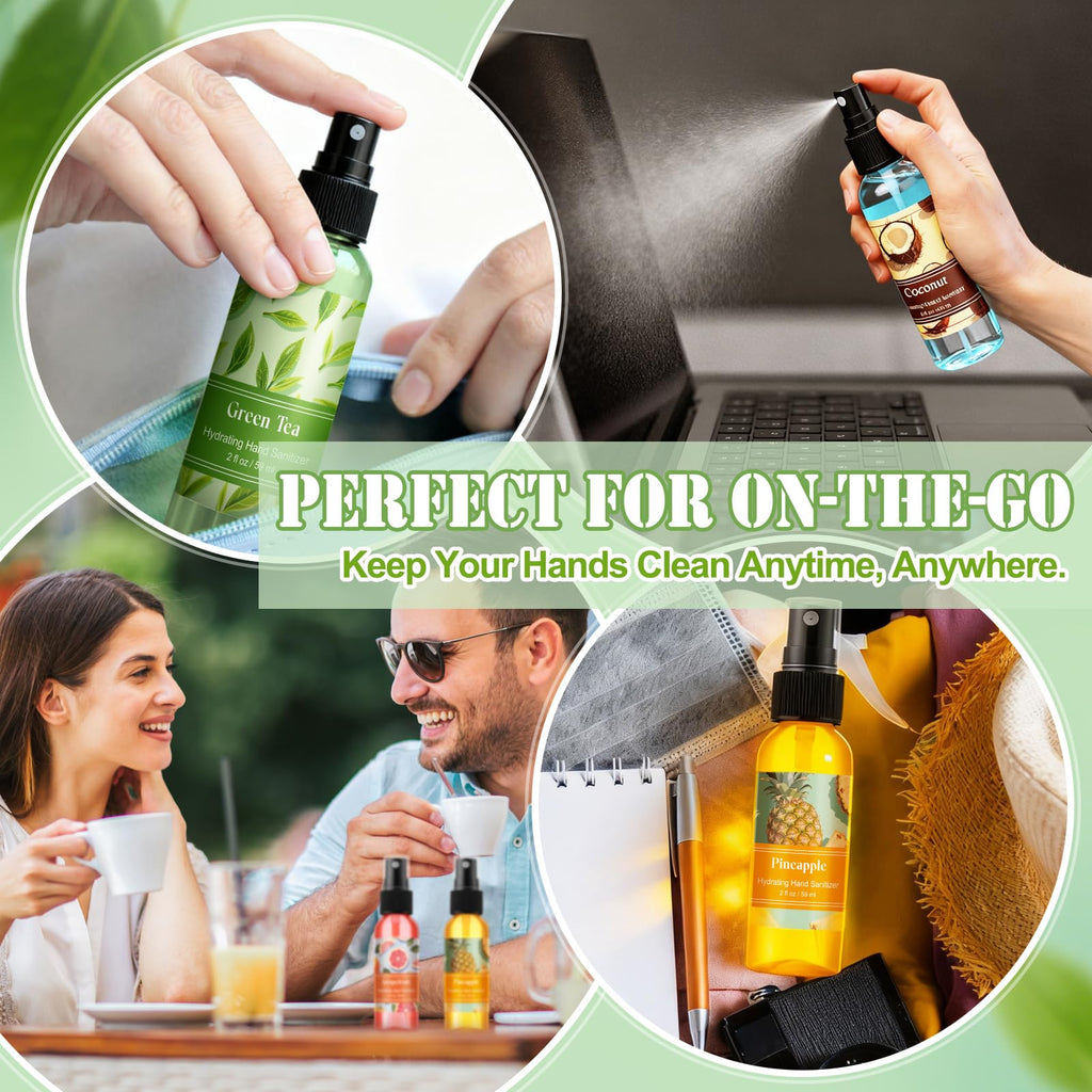 Dansib 12 Pcs Hydrating Hand Sanitizer Spray with Essential Oil Scented Hand Sanitizer Spray Travel Size 2 Fl oz Pocket Bottle M