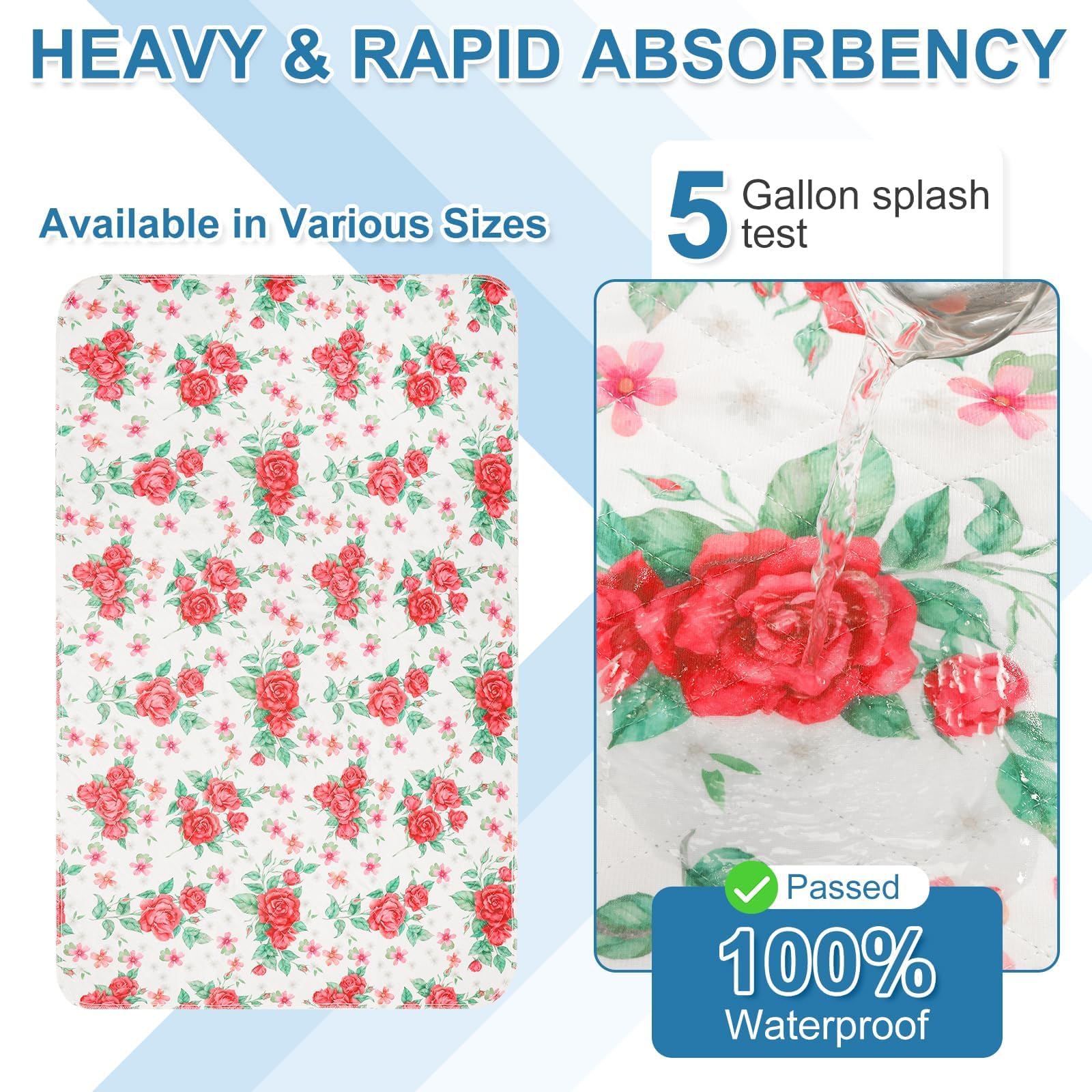 OUTCREATOR Washable Bed Pads 56 x 34 (Pack of 2), Incontinence Mattress Protector, Anti-Slip Waterproof Underpads for Adults Kid