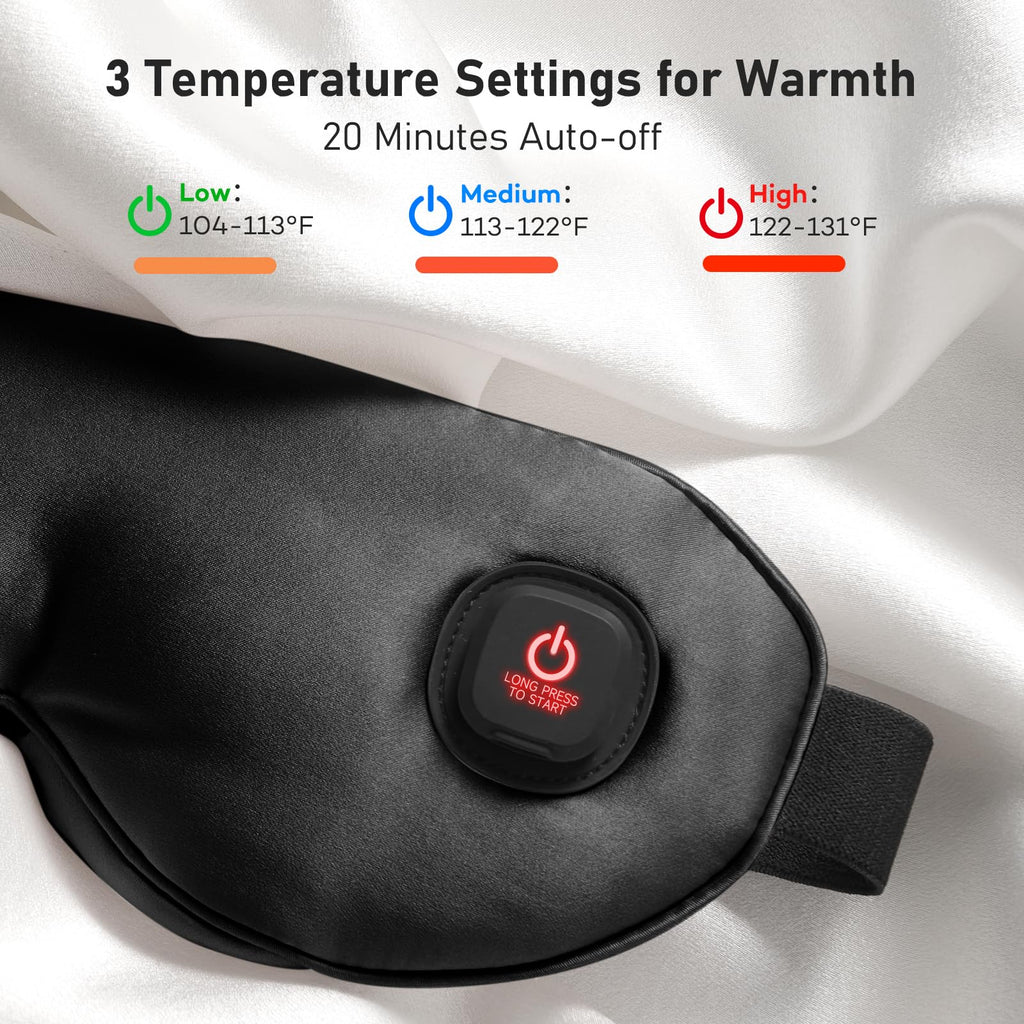 LitBear Silk Cordless Heated Eye Mask, Warm Eye Compress for Dry Eyes, Light Blocking Heat Eye Mask for Women Men, Soft Eye Heat