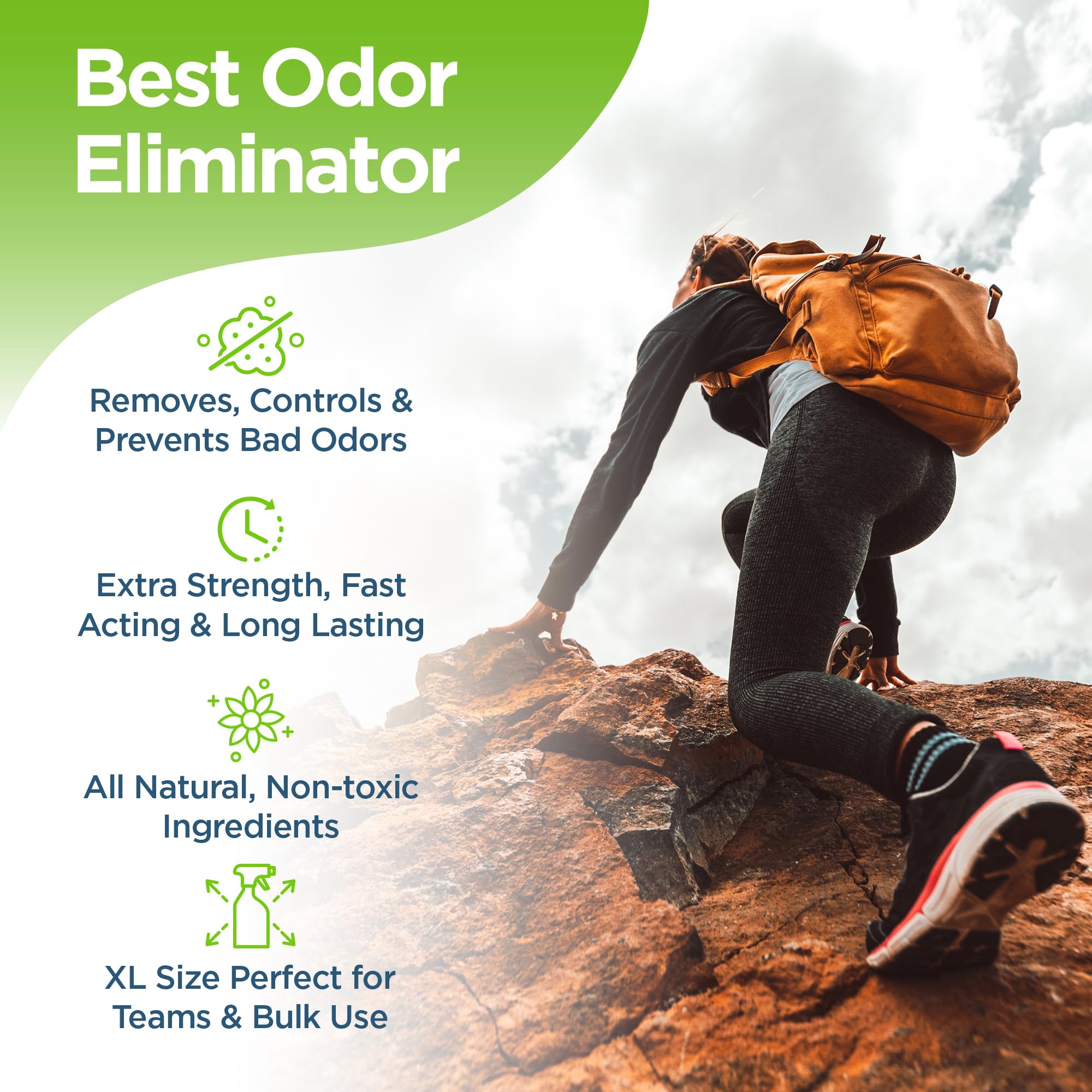 Rocket Pure Natural Odor Eliminator - Foot & Shoe Deodorizer Spray, Gear Odor Eliminator - Removes, Controls & Prevents Odors -