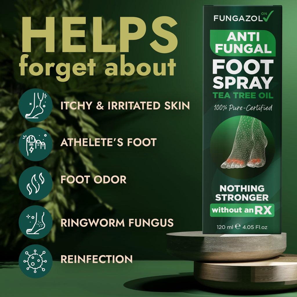 Terramed Just Think Comfort Foot Spray with Tea Tree Oil | Antifungal Treatment for Jock Itch, Nail Fungus & Ringworm | Fast Abs