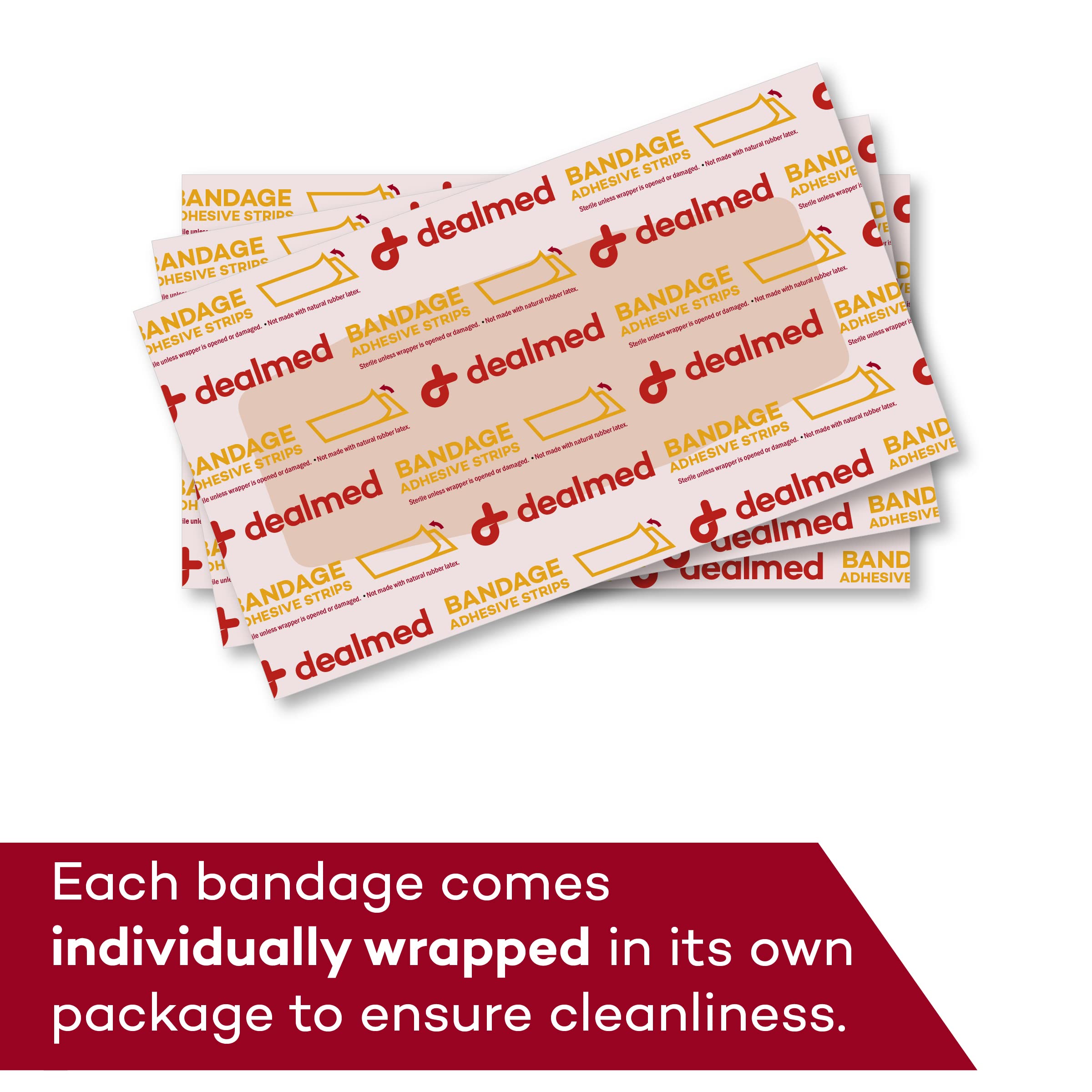 Dealmed Fabric Flexible Adhesive Bandages - 100 Count (2 Pack) Bandages with Non-Stick Pad, Latex Free, Wound Care for First Aid