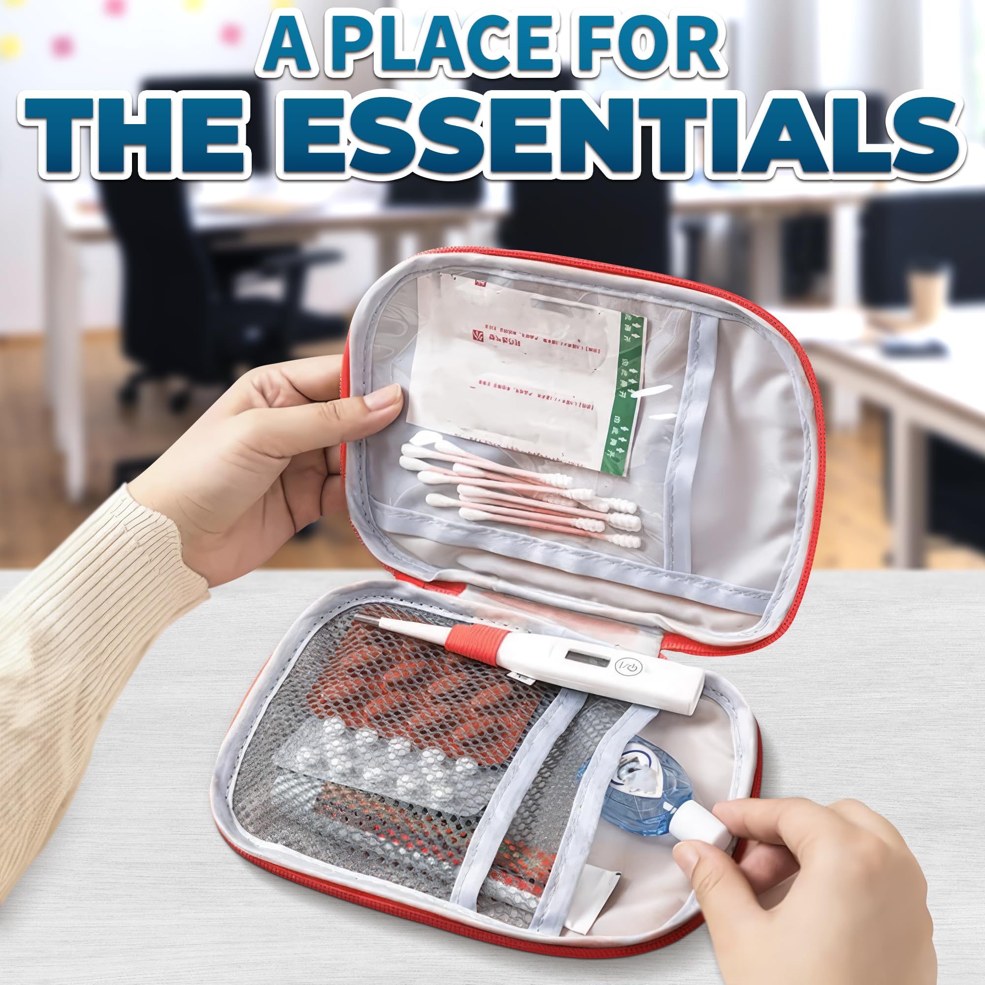 BURIUS 2 Pcs Travel First Aid Bag Empty Portable Storage - Small Medical Bag Empty with Multiple Compartments, 7.1 x 5.1 Small F