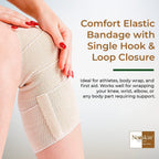Nexskin 6 Letex Free Bandges - Comfort Elastic Bandage with Single Hook & Loop Closure - Beige, 6 Pack