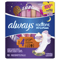 Always Radiant Pads, Size 4, Overnight Absorbency, Scented, 10 Count