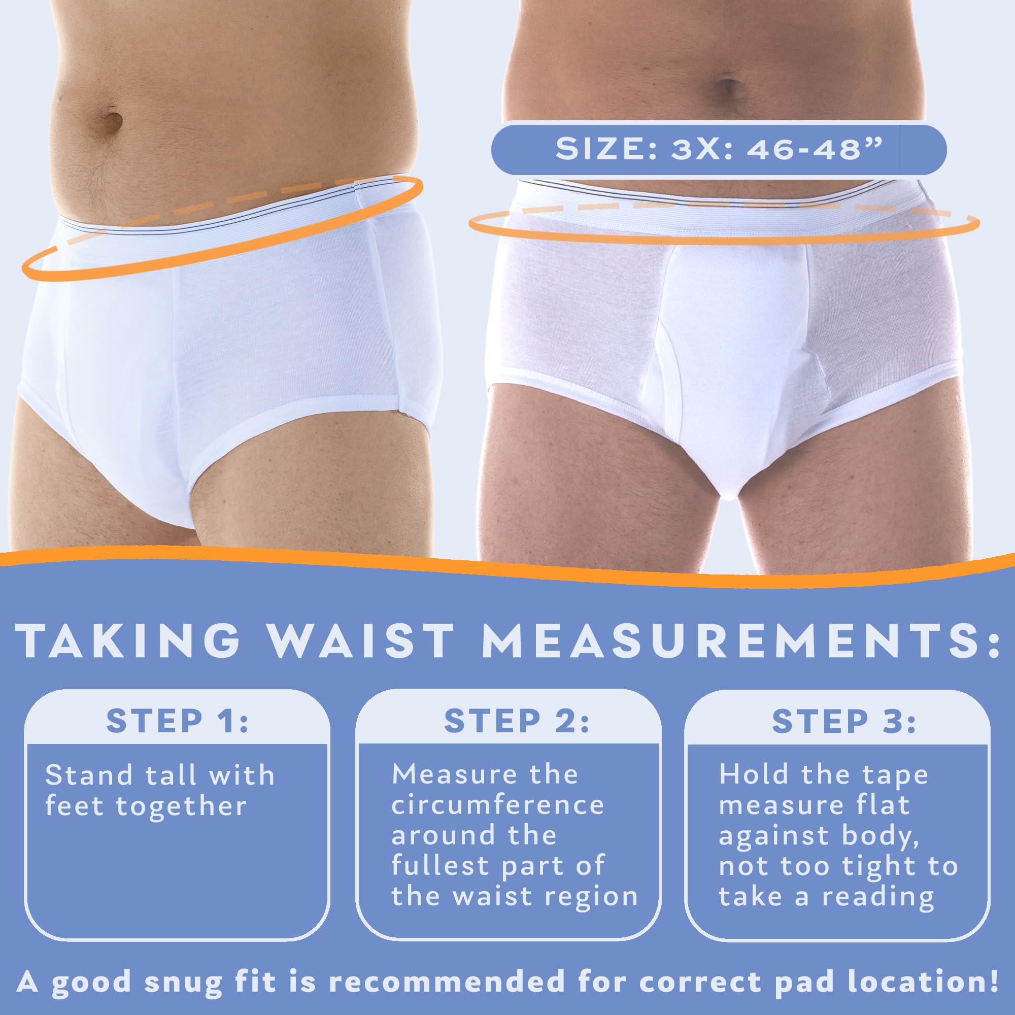1-Pack Mens Maximum Absorbency Washable Reusable Bladder Control Briefs White 3X (Waist 46-48)