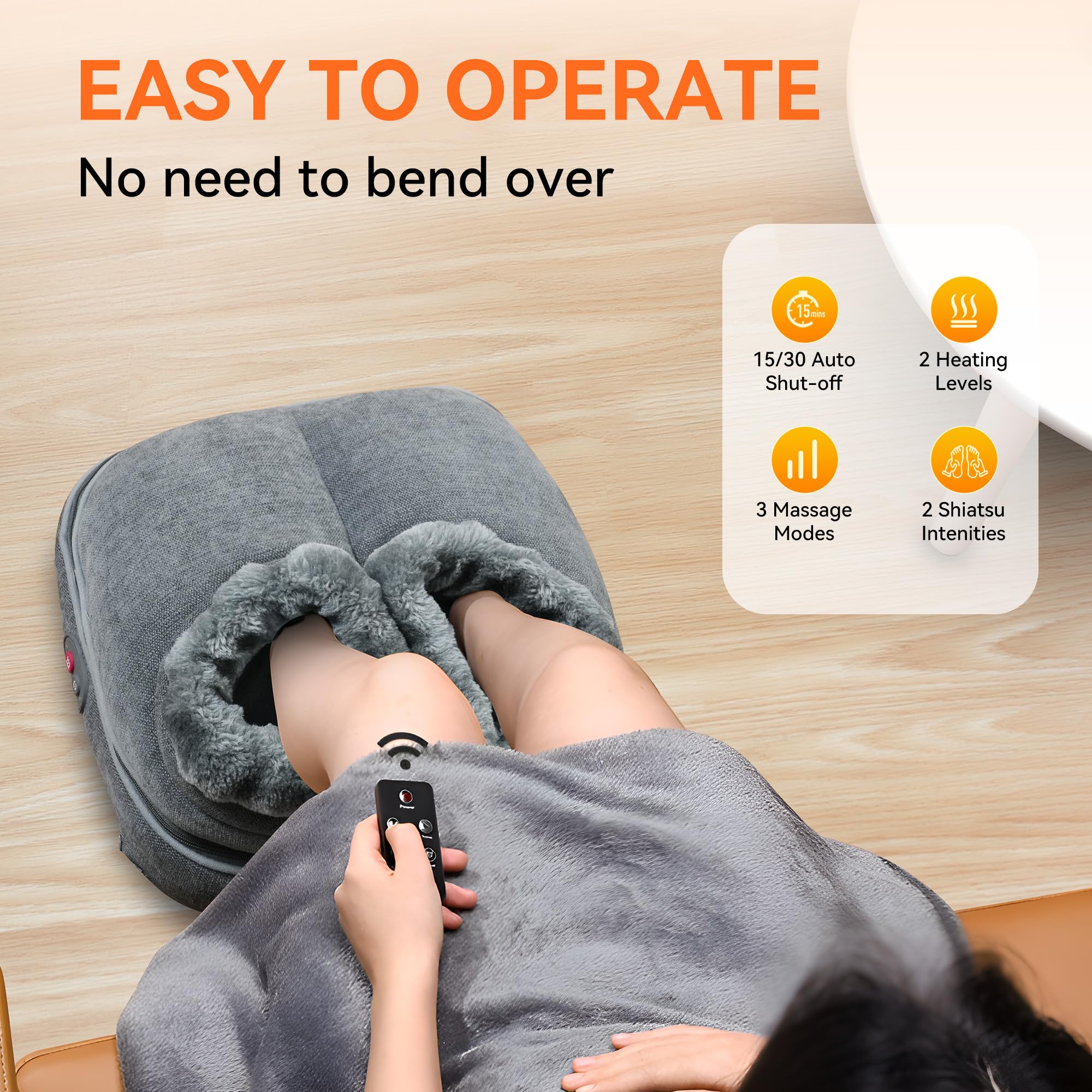 Snailax Shiatsu Foot Massager with Heat, Electrick Foot Massager Machine for Neuropathy, Plantar Fasciitis, Feet Warmers for Wom