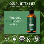Eve Hansen Organic Tea Tree Essential Oil (2oz) | 100% Melaleuca Alternifolia Pure Tea Tree Oil for Skin, Scalp, Nails, Cuticles