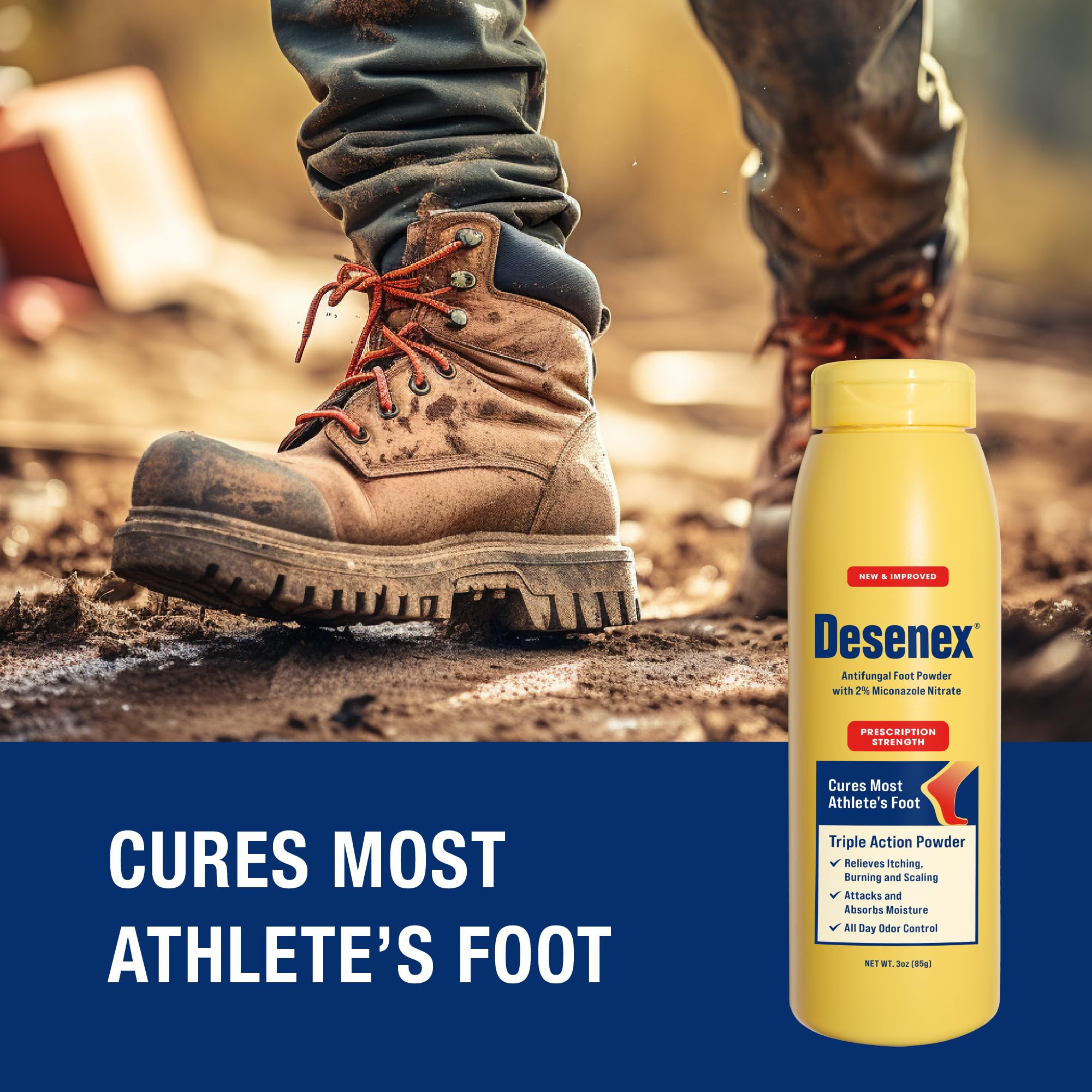 Desenex Anti-Fungal Foot Powder, Cures Most Athletes Foot, 2% Miconazole Nitrate, Helps Relieve Itching, Burning and Scaling, At