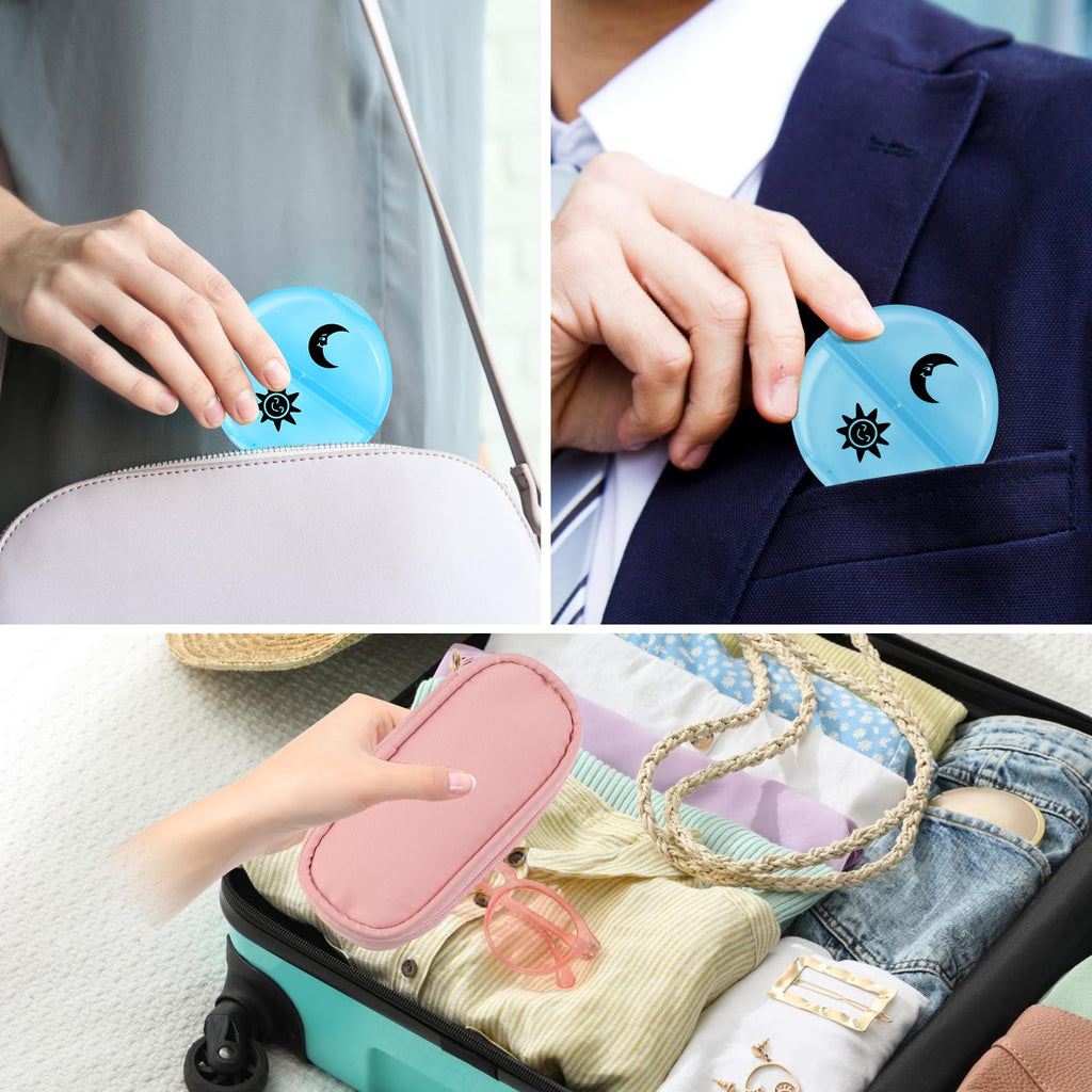 Weekly Pill Organizer 2 Times a Day, Travel Pill Box 7 Day with Large Opening, Pill Case with Handle, Pill Dispenser Medicine Or