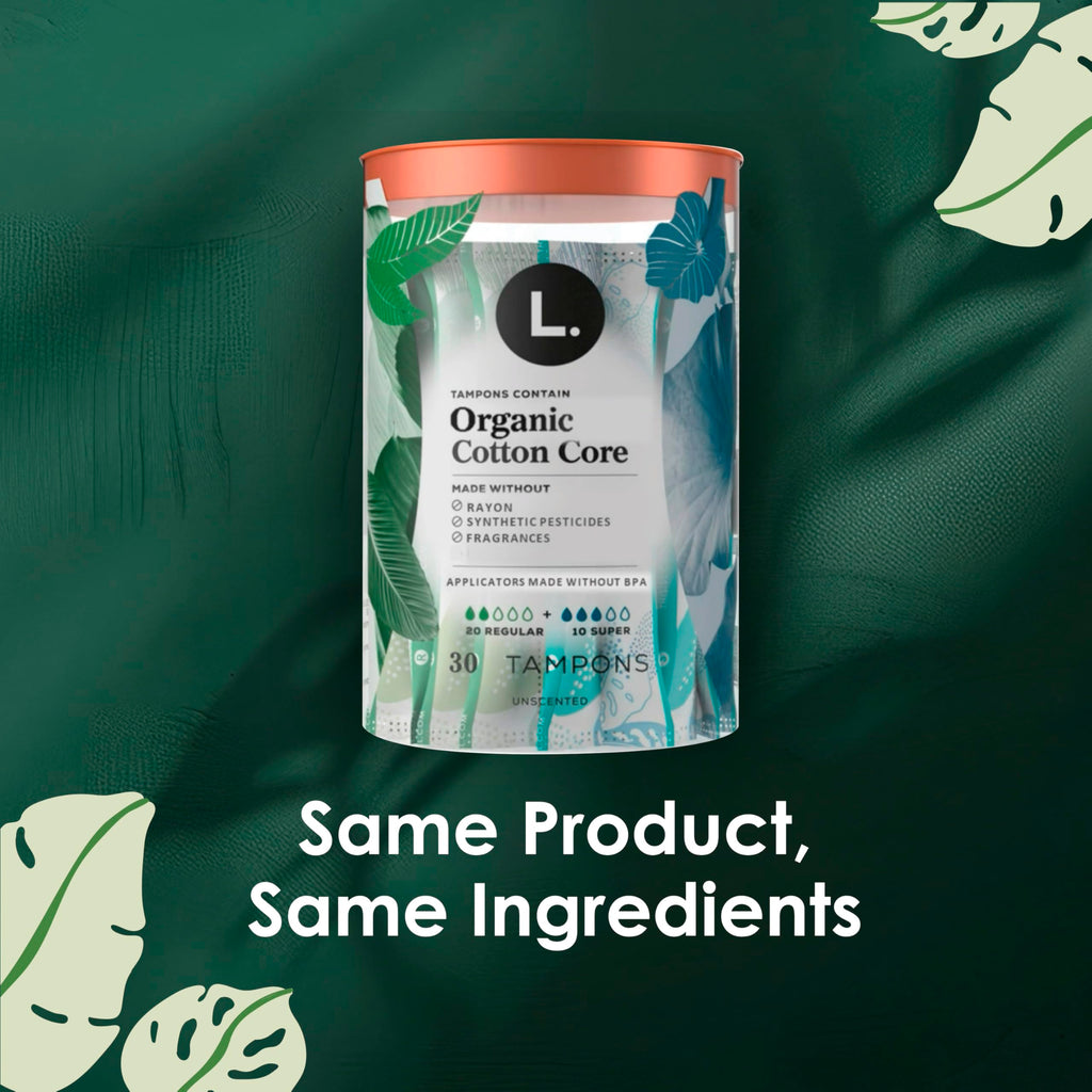 L. Organic Cotton Tampons - Regular 42 Count x 2 Packs (84 Count Total) (Packaging May Vary)